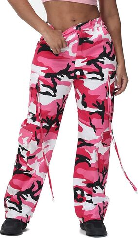 Women Y2k High Waisted Straight Leg Relaxed Fit Cargo Pants with 6 Pockets Streetwear Concert Dance Outfit in Kuwait