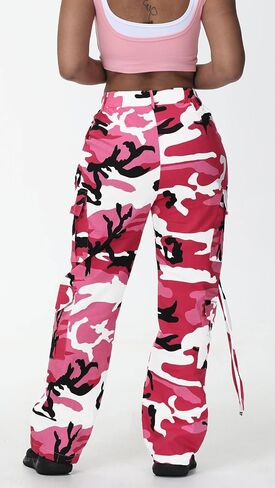 Women Y2k High Waisted Straight Leg Relaxed Fit Cargo Pants with 6 Pockets Streetwear Concert Dance Outfit in Kuwait