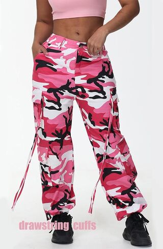 Women Y2k High Waisted Straight Leg Relaxed Fit Cargo Pants with 6 Pockets Streetwear Concert Dance Outfit in Kuwait