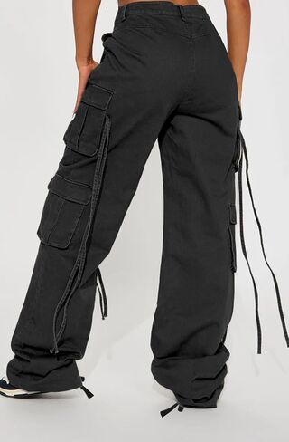 Women Y2k High Waisted Straight Leg Relaxed Fit Cargo Pants with 6 Pockets Streetwear Concert Dance Outfit in Kuwait