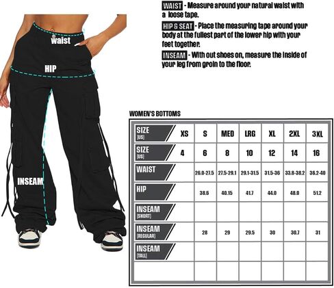 Women Y2k High Waisted Straight Leg Relaxed Fit Cargo Pants with 6 Pockets Streetwear Concert Dance Outfit in Kuwait