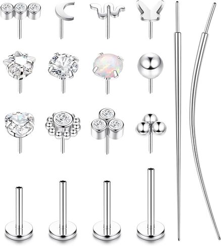 SAILIMUE 14K Gold Filled Threadless Nose Rings Studs - 20G 18G 16G Nose Rings for Women Men Hypoallergenic Surgical Steel Threadless Flat Back Earrings Nose Nostril Medusa Helix Tragus Piercing Jewelry Small Push in Flat Back Nose Studs in Saudi Arabia