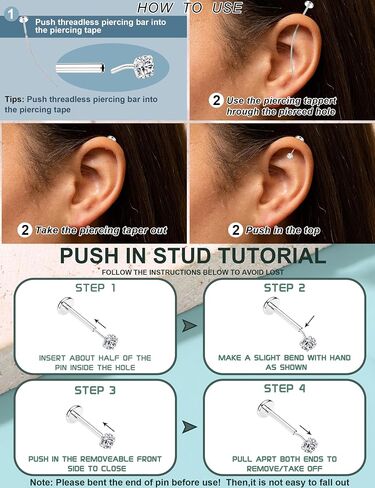 SAILIMUE 14K Gold Filled Threadless Nose Rings Studs - 20G 18G 16G Nose Rings for Women Men Hypoallergenic Surgical Steel Threadless Flat Back Earrings Nose Nostril Medusa Helix Tragus Piercing Jewelry Small Push in Flat Back Nose Studs in Saudi Arabia
