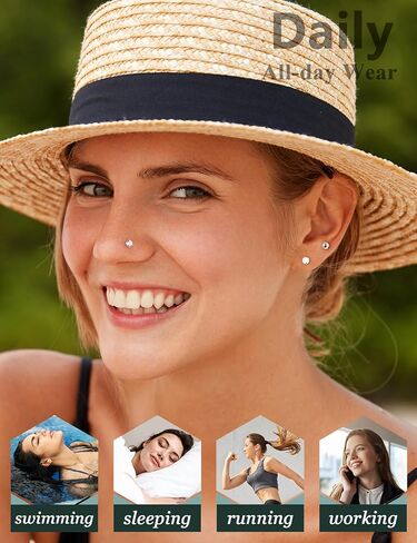 SAILIMUE 14K Gold Filled Threadless Nose Rings Studs - 20G 18G 16G Nose Rings for Women Men Hypoallergenic Surgical Steel Threadless Flat Back Earrings Nose Nostril Medusa Helix Tragus Piercing Jewelry Small Push in Flat Back Nose Studs in Saudi Arabia