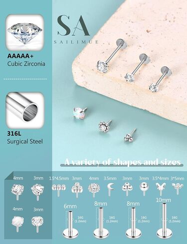 SAILIMUE 14K Gold Filled Threadless Nose Rings Studs - 20G 18G 16G Nose Rings for Women Men Hypoallergenic Surgical Steel Threadless Flat Back Earrings Nose Nostril Medusa Helix Tragus Piercing Jewelry Small Push in Flat Back Nose Studs in Saudi Arabia