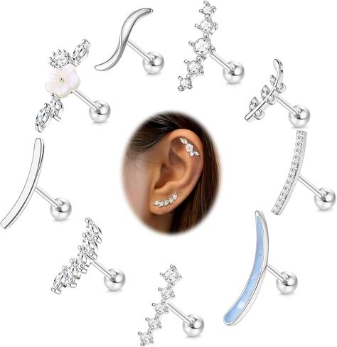 Besteel Hypoallergenic Cartilage Earrings for Women - Surgical Stainless Steel Earrings for Sensitive Ears 16G Stud Cartilage Earring Sets for Multiple Piercing Helix Conch Tragus Piercing Jewelry in Saudi Arabia