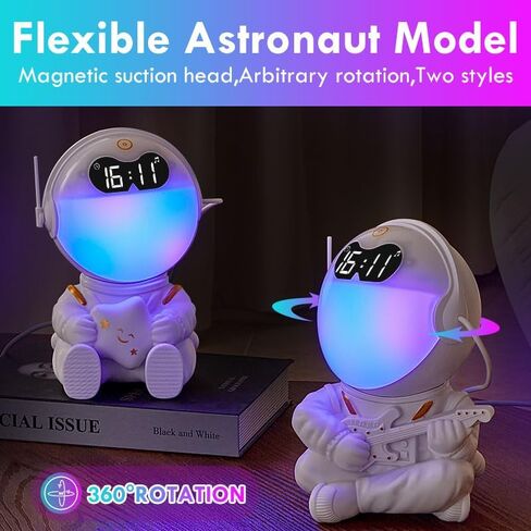 Astronaut Kids Sunrise Alarm Clock, 7 Dimmable Light Wake Clock for Teens, White Noise Bluetooth Speaker with 9 Soothing Sounds, Best Modern Alarm Clock for Heavy Sleepers, Adults, Boys in Bedroom in Saudi Arabia