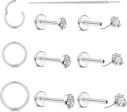20G/18G حلقات الأنف حلقات أنف للنساء الرجال - 14K مملوءة بالذهب مسطح الأزرار أنف خاتم الأنف الأطواق ذات الصلب الجراحي لجراحة الفولاذ. in Kuwait