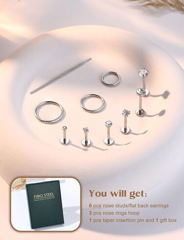 20G/18G حلقات الأنف حلقات أنف للنساء الرجال - 14K مملوءة بالذهب مسطح الأزرار أنف خاتم الأنف الأطواق ذات الصلب الجراحي لجراحة الفولاذ. in Kuwait