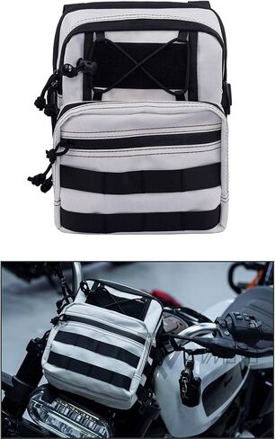 Universal Club Style Utility Molle Traveller Bar Handlebar T-Bar Bag Handle Bags, Fit For Harley Dyna Street Bob FXBB Softail Sportster, Tool Pouch Trunk Storage Bag, Black (DSCBB000-HD) in Kuwait