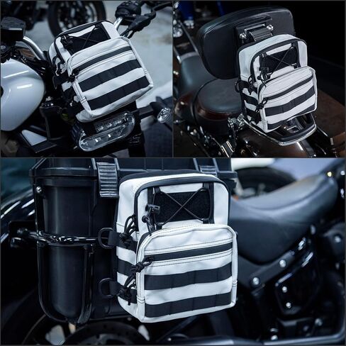 Universal Club Style Utility Molle Traveller Bar Handlebar T-Bar Bag Handle Bags, Fit For Harley Dyna Street Bob FXBB Softail Sportster, Tool Pouch Trunk Storage Bag, Black (DSCBB000-HD) in Kuwait