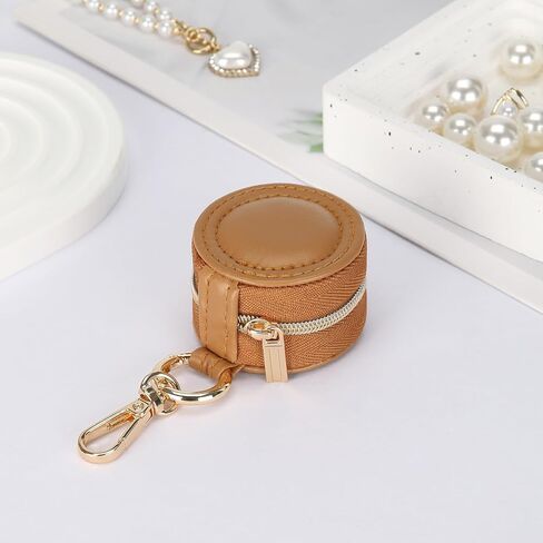 Jewelry Ring Holder Box with Keychain, Portable Gym Jewelry Storage Box Case, Small Travel Ring Earring Stud Necklace Storage Case (White) in Kuwait