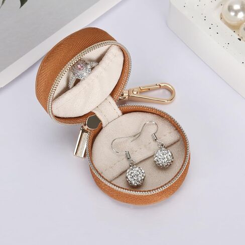 Jewelry Ring Holder Box with Keychain, Portable Gym Jewelry Storage Box Case, Small Travel Ring Earring Stud Necklace Storage Case (White) in Kuwait