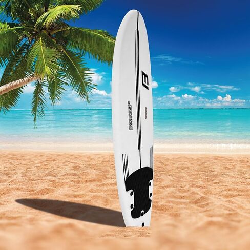 7’ FLOWBOARD Surfboard Softboard Foam - Include (3) Fins 6’ Foot Leash and (2) Wood Stringers Inside Board - Kids and Adults Beginner Intermediate 6 Foot and Comes with High Performance Traction Pad in Saudi Arabia