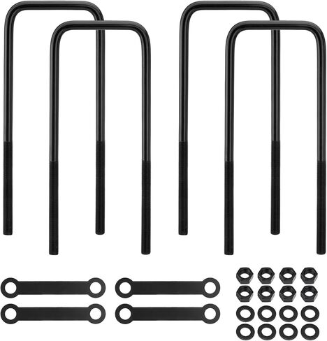 12 inch Square Bend U-Bolt Kits, Heavy Duty Steel Square U-Bolts with 6 inch Tie Plates for Truck Chassis in Saudi Arabia