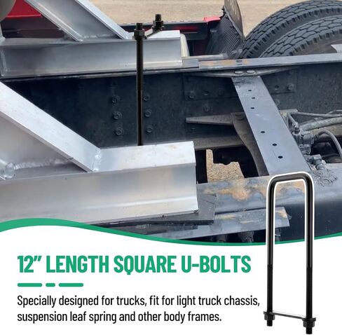 12 inch Square Bend U-Bolt Kits, Heavy Duty Steel Square U-Bolts with 6 inch Tie Plates for Truck Chassis in Saudi Arabia