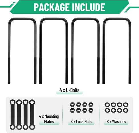 12 inch Square Bend U-Bolt Kits, Heavy Duty Steel Square U-Bolts with 6 inch Tie Plates for Truck Chassis in Saudi Arabia