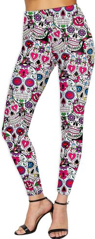 Deerose Women Christmas Mardi Gras Leggings Striped Valentines Festive Legging in Saudi Arabia
