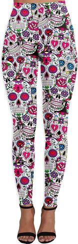 Deerose Women Christmas Mardi Gras Leggings Striped Valentines Festive Legging in Saudi Arabia