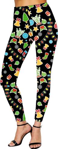 Deerose Women Christmas Mardi Gras Leggings Striped Valentines Festive Legging in Saudi Arabia