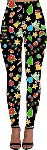 Deerose Women Christmas Mardi Gras Leggings Striped Valentines Festive Legging in Saudi Arabia