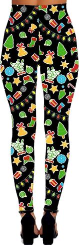 Deerose Women Christmas Mardi Gras Leggings Striped Valentines Festive Legging in Saudi Arabia