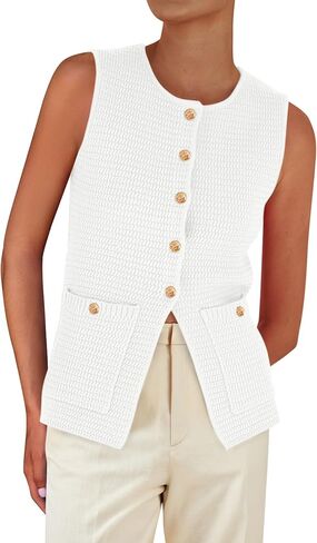 PRETTYGARDEN Women's Knit Sweater Vest 2025 Summer Sleeveless Button Down Tank Tops Trendy Business Casual Outfits in Kuwait