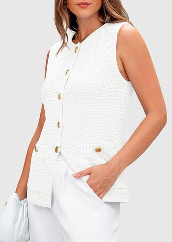 PRETTYGARDEN Women's Knit Sweater Vest 2025 Summer Sleeveless Button Down Tank Tops Trendy Business Casual Outfits in Kuwait