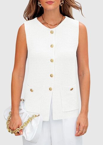 PRETTYGARDEN Women's Knit Sweater Vest 2025 Summer Sleeveless Button Down Tank Tops Trendy Business Casual Outfits in Kuwait