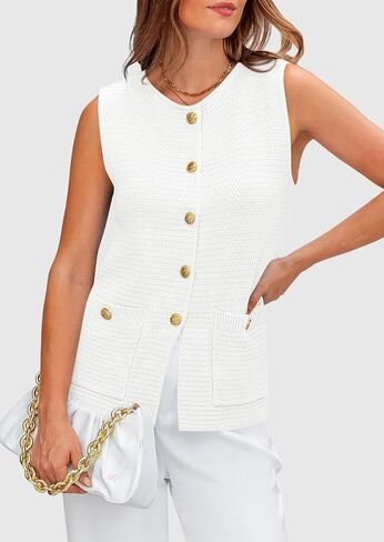 PRETTYGARDEN Women's Knit Sweater Vest 2025 Summer Sleeveless Button Down Tank Tops Trendy Business Casual Outfits in Kuwait