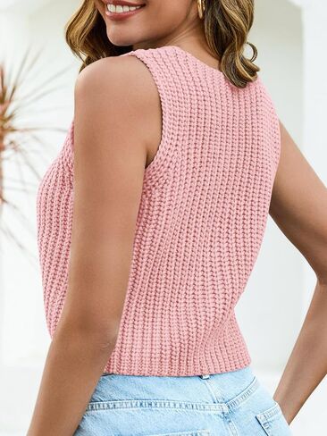 Saodimallsu Womens سترة السترة سترة V Vest V Beck Button أسفل Y2K محصول متماسكة الصيف العصرية العليا in Kuwait