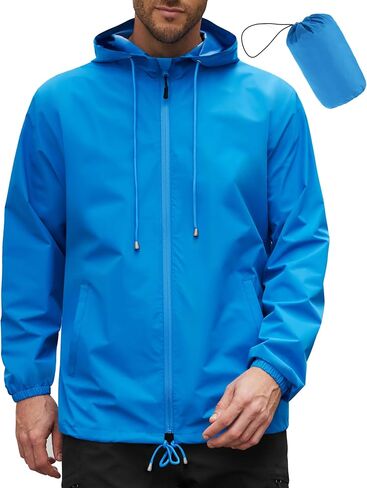 COOFANDY Rain Jacket Men Packable Waterproof Raincoat with Hood Lightweight Windbreaker for Hiking Cycling Golf in Saudi Arabia