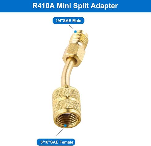 محولات سبليت صغيرة R410A، مجموعة محول R410A، موصل منفذ فراغ الشحن R410A مع 5/16 بوصة أنثى إلى 1/4 بوصة ذكر، محولات مضخة التفريغ R410A لنظام التبريد HVAC in Kuwait