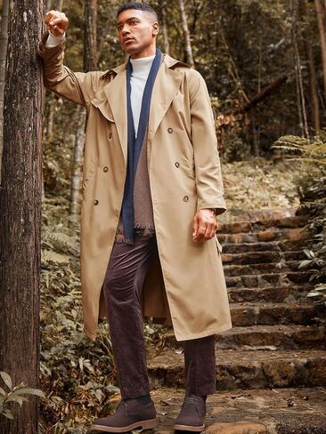 Runcati Mens Trench Coat Double Breasted Belted Windbreaker Jackets Lapel Lightweight Long Jacket Casual Overcoat in Saudi Arabia