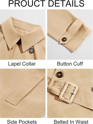 Runcati Mens Trench Coat Double Breasted Belted Windbreaker Jackets Lapel Lightweight Long Jacket Casual Overcoat in Saudi Arabia