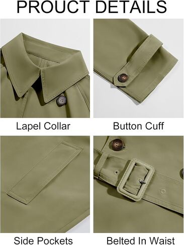 Runcati Mens Trench Coat Double Breasted Belted Windbreaker Jackets Lapel Lightweight Long Jacket Casual Overcoat in Saudi Arabia