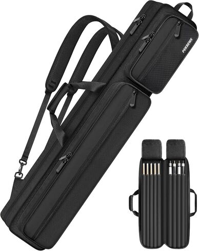 Pool Cue Case 4x5, Pool Stick Case with Multiple Pockets Holds 4 Butts 5 Shafts, Soft Padded Sturdy Pool Cue Bag, Billiard Cue Backpack with Adjustable Shoulder Straps for Men and Women in Kuwait