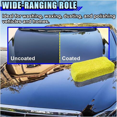 12PCS Ceramic Coating Applicator Sponge, 4.13'' x 1.84'' Microfiber Car Detailing Applicator Pads, Rectangular Car Foam Cleaning Pad, Auto Polishing Pad for Wax, Paint, Sealant (Green) in Saudi Arabia