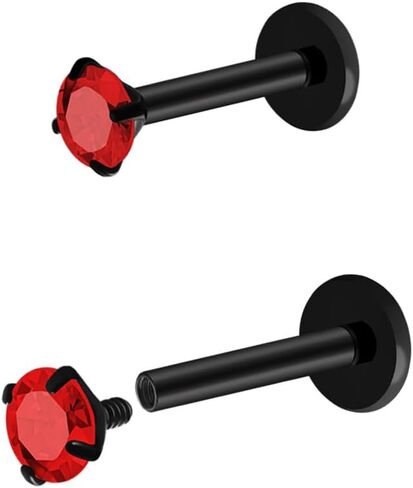 16G 18G Titanium Internal Thread CZ CZ STUD أقراط مسطحة ، سوداء سوداء تراغوس هولكس المحارة المجوهرات الثابتة للنساء 6 مم 8 مم 10 مم لابريت الأزرار 2pcs in Kuwait