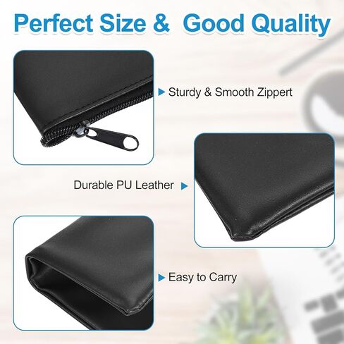 PATIKIL 11x6" Money Bank Deposit Bag with Zipper, 8 Pcs Leatherette Coin Check Wallet Pen Pouch Bag with Clear Window for Office Travel, Black in Kuwait