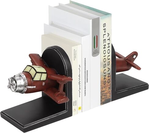 Aviation Decor Pilots Gifts,Airplane Decor Pilot Gifts for Men,Airplane Propeller Bookends Set for Aviation Lovers,Rustic Home Accessories Office Tudy Room Library Desktop Bookshelf in Kuwait