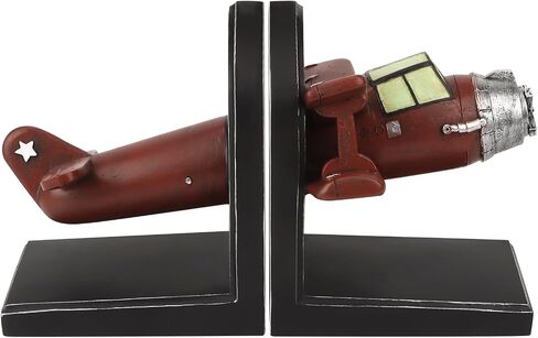 Aviation Decor Pilots Gifts,Airplane Decor Pilot Gifts for Men,Airplane Propeller Bookends Set for Aviation Lovers,Rustic Home Accessories Office Tudy Room Library Desktop Bookshelf in Kuwait