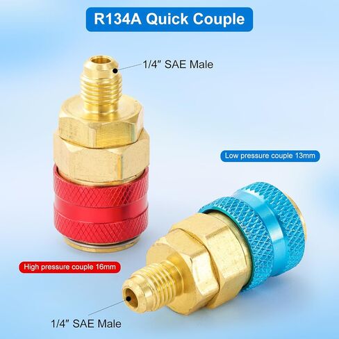 3 Way AC Manifold Gauge Set, 5FT Diagnostic Manifold Freon Gauge Set with High and Low R134A Quick Couple Adapter, Refrigerant Tank Adapter for R410A R134A R22 R12 HVAC System in Kuwait