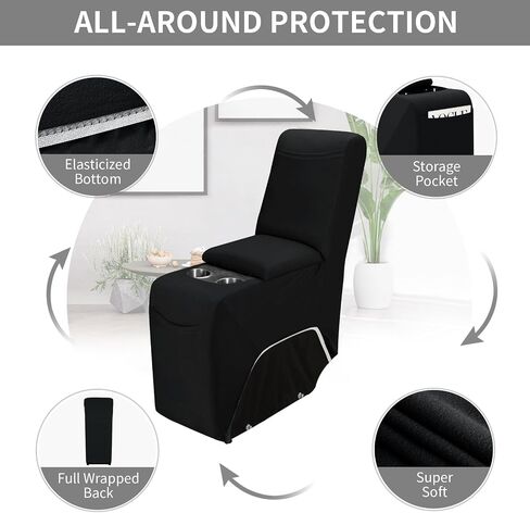 Easy-Going 100% Waterproof Recliner Cover, Stretch Couch Covers for Reclining Couches, Extra Large Sectional Sofa Slipcover, L-Shape Furniture Protector for Kids & Pets, 5 Seater, Black in Saudi Arabia