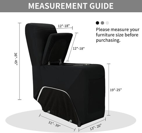 Easy-Going 100% Waterproof Recliner Cover, Stretch Couch Covers for Reclining Couches, Extra Large Sectional Sofa Slipcover, L-Shape Furniture Protector for Kids & Pets, 5 Seater, Black in Saudi Arabia