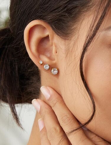 6 Pairs Stud Earrings Set, Hypoallergenic Cubic Zirconia 316L Earrings Stainless Steel CZ Earrings 3-8mm in Saudi Arabia