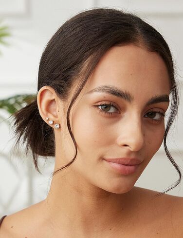 6 Pairs Stud Earrings Set, Hypoallergenic Cubic Zirconia 316L Earrings Stainless Steel CZ Earrings 3-8mm in Saudi Arabia