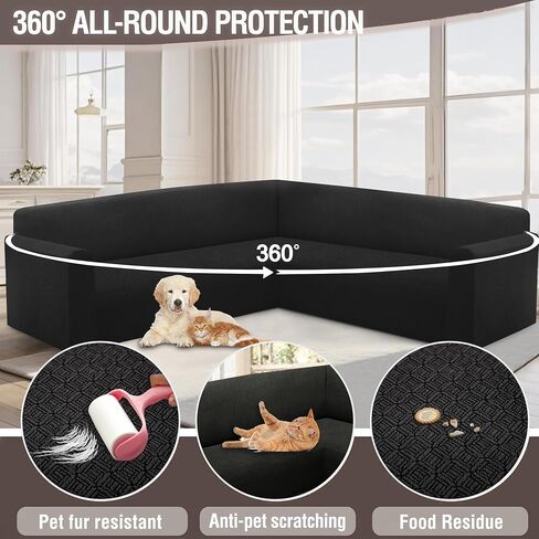 HDCAXKJ Sectional Couch Cover L Shape Stretch Sofa Covers Washable Jacquard Corner Couch Slipcover Non Slip Sectional Slip Cover U Shaped Furniture Protector for Pets Dogs (Charcoal Grey, X-Large) in Kuwait