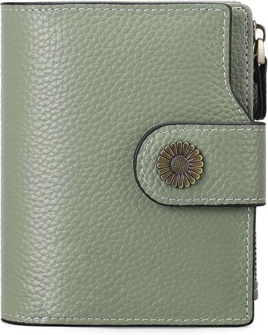 Falan Mule Women's Lightweight Genuine Leather Wallet, Includes Card Holders, RFID-Blocking, Lightweight, Photo & ID Holder, Green in Saudi Arabia