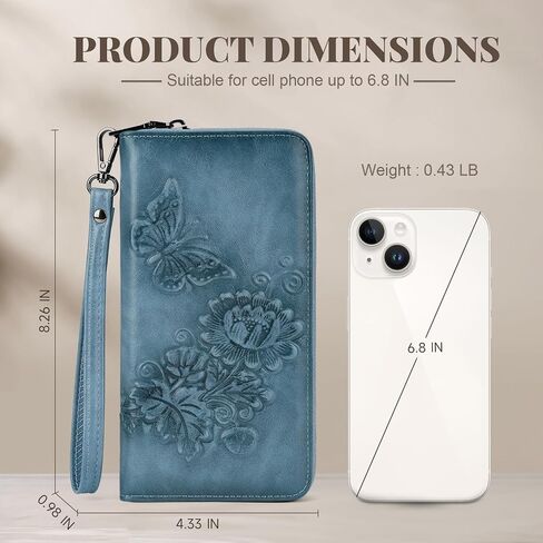 Womens Wallet Rfid Embossed Vegan Leather Multi Card Slots Wallets Large Capacity Wristlet Travel Purse for Women in Saudi Arabia